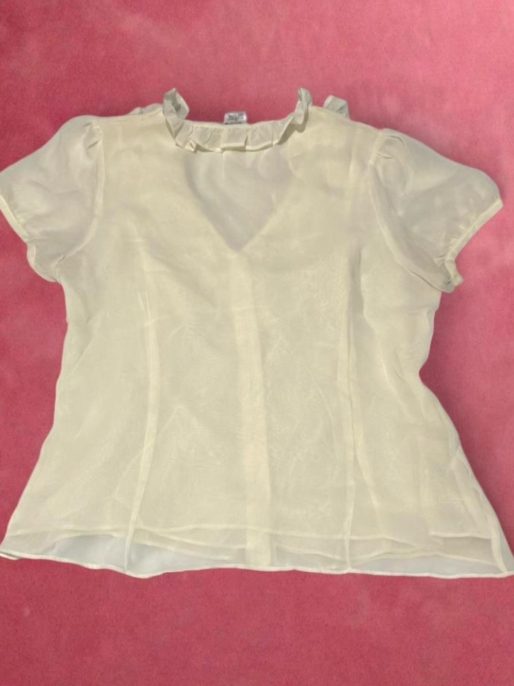 Ark & Co Cream Ruffle Button-Front Blouse - Picture 3 of 3